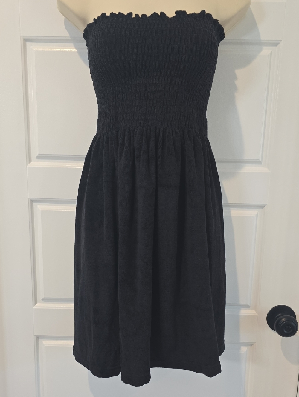 Vintage NWT Smocked Strapless Black Summer Dress 14/16